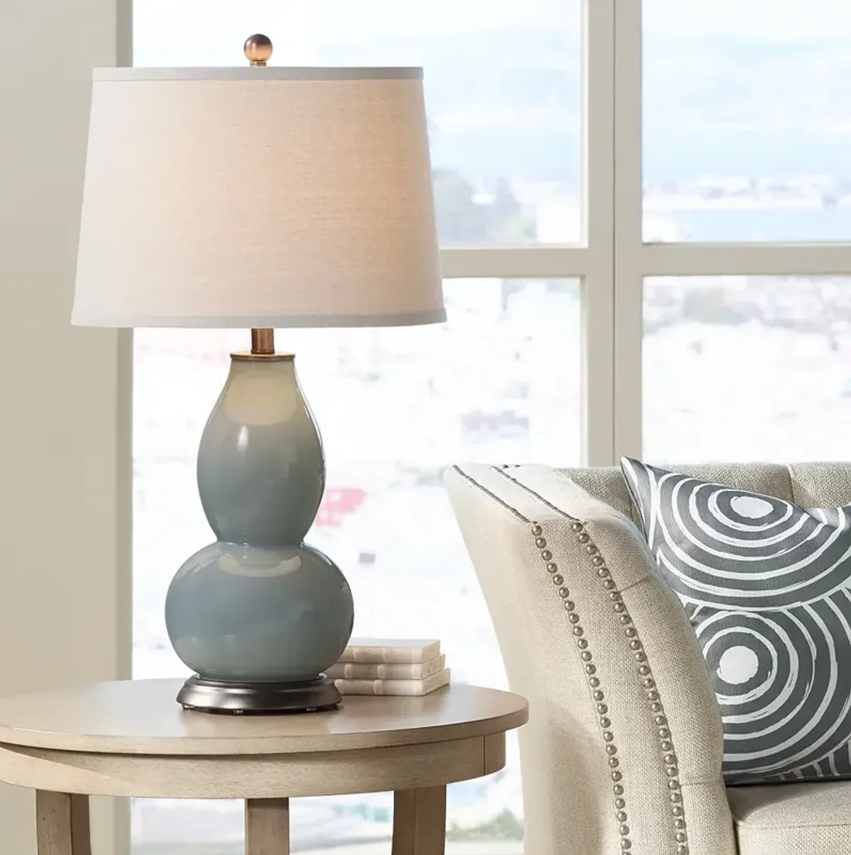 Color Plus Double Gourd 28 3/4" Gauntlet Gray Table Lamp