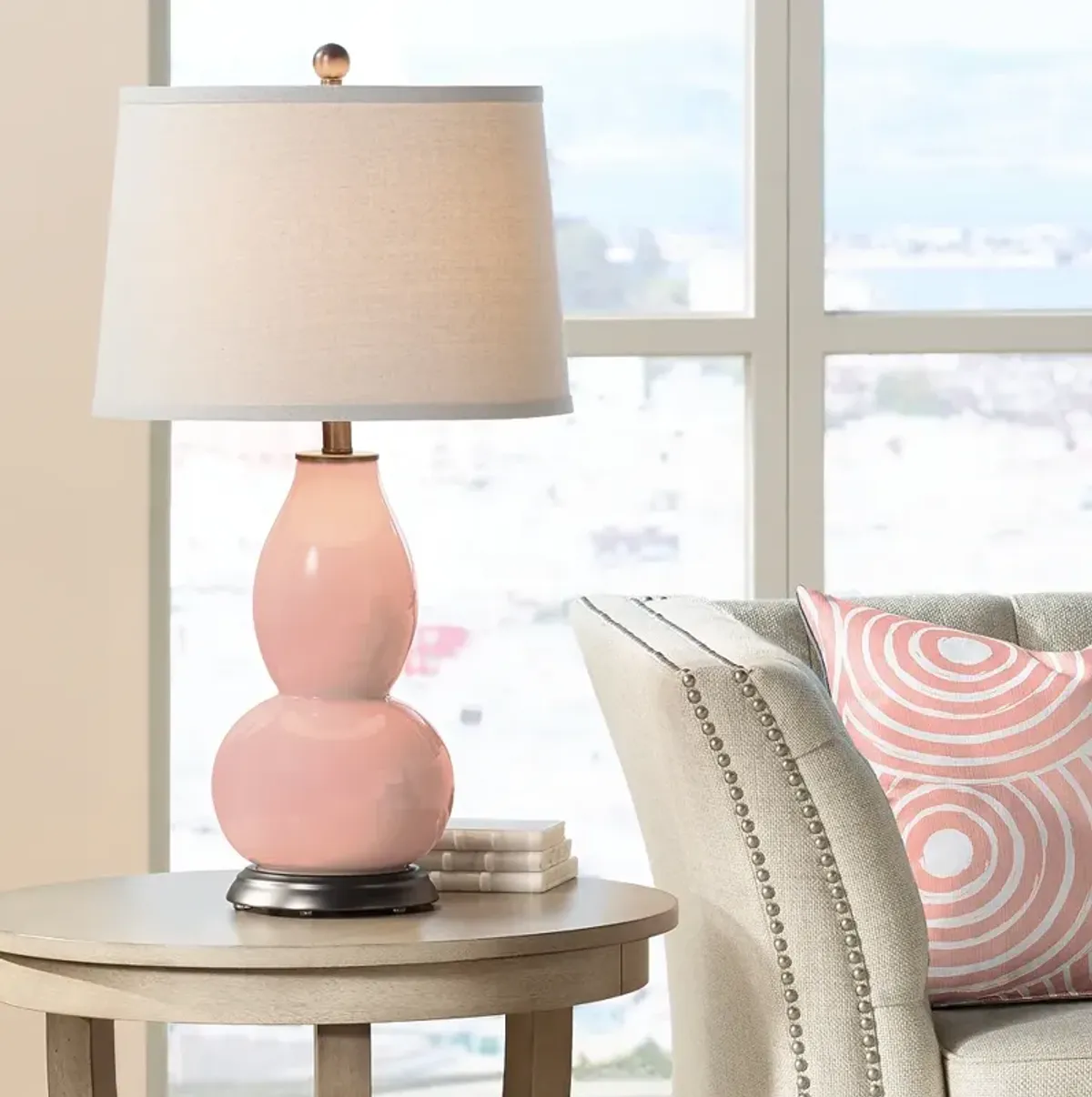 Color Plus Double Gourd 28 3/4" High Mellow Coral Pink Table Lamp