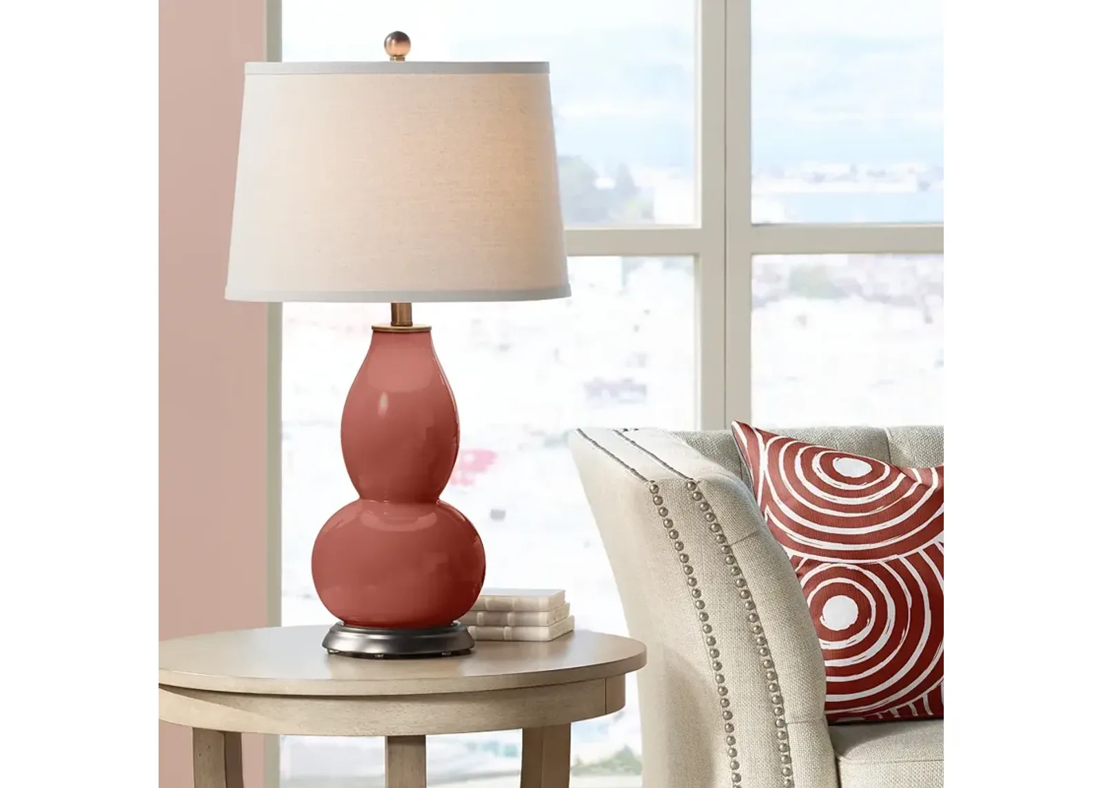 Color Plus Double Gourd 28 3/4" Madeira Red Table Lamp