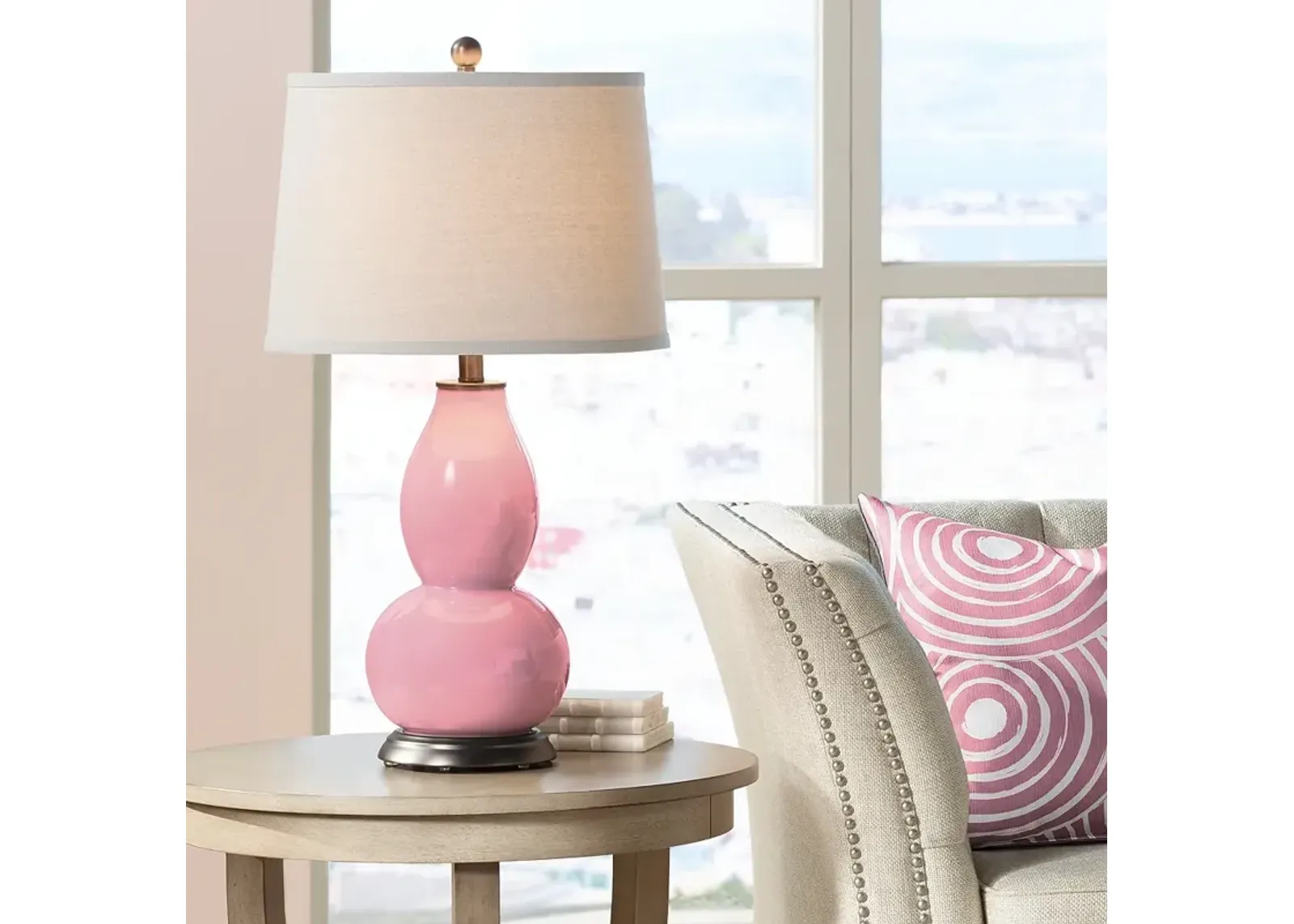 Color Plus Double Gourd 28 3/4" High Haute Pink Table Lamp