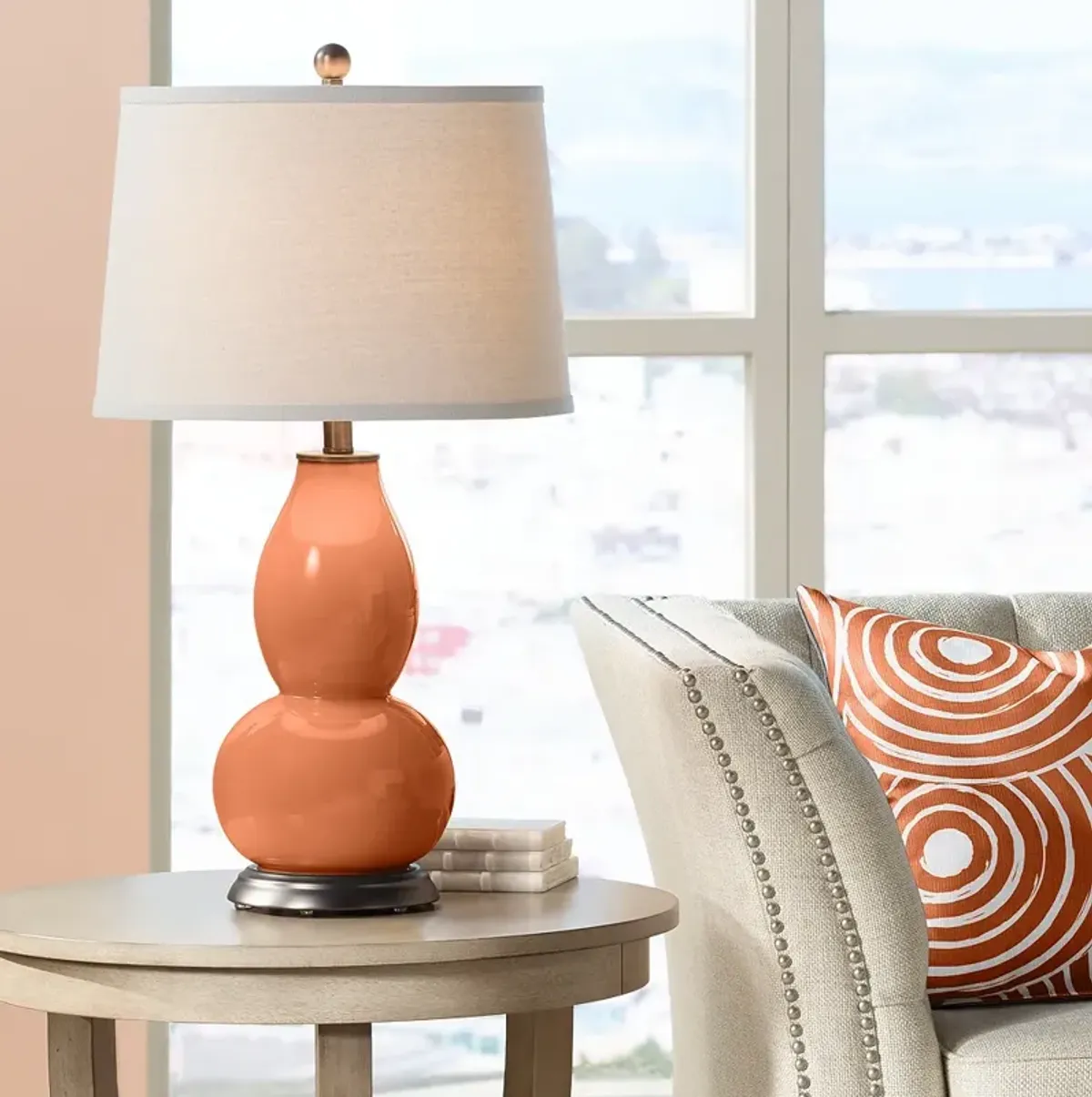 Robust Orange Double Gourd Table Lamp