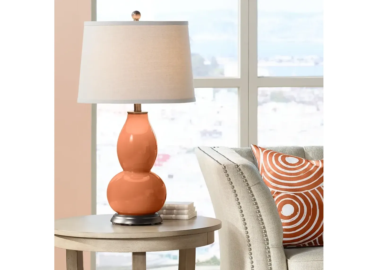 Color Plus Double Gourd 28 3/4" Robust Orange Table Lamp