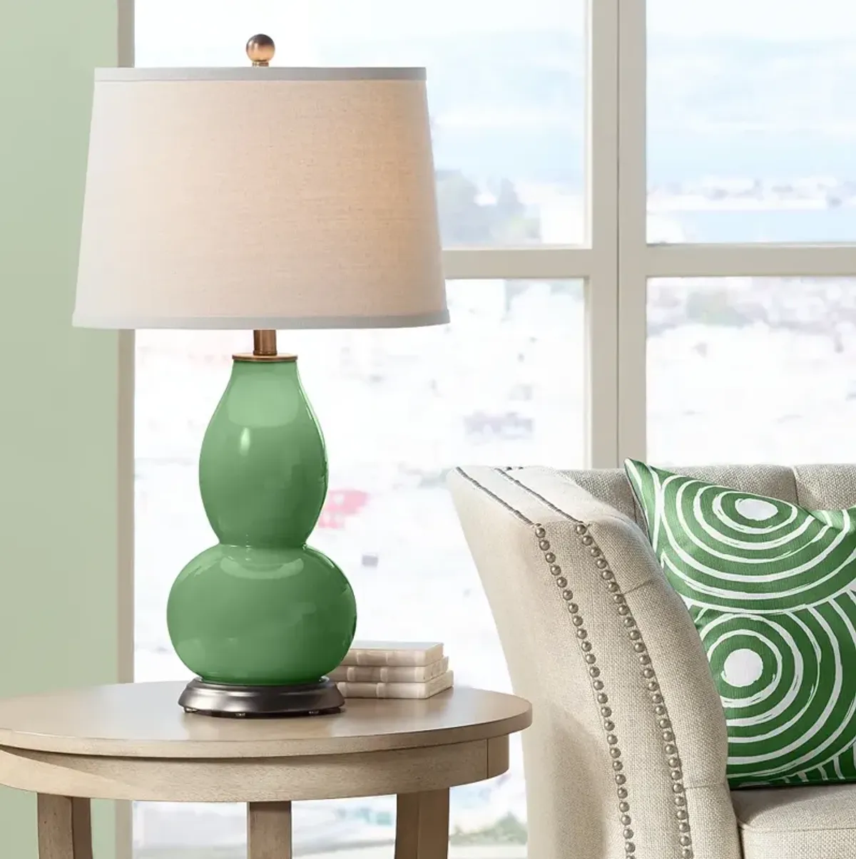 Color Plus Double Gourd 28 3/4" Garden Grove Green Table Lamp