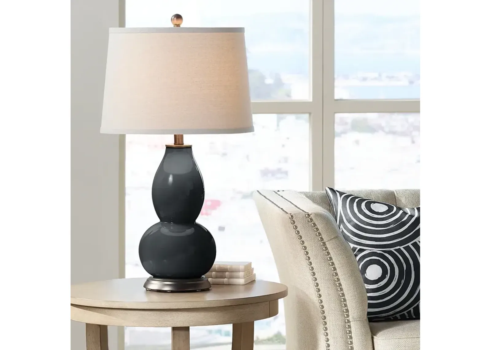 Color Plus Double Gourd 28 3/4" High Night Black Table Lamp