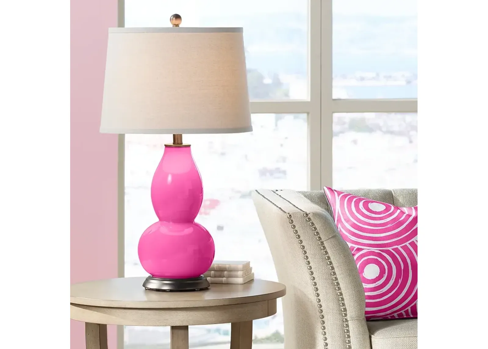 Color Plus Double Gourd 28 3/4" High Modern Fuchsia Pink Table Lamp