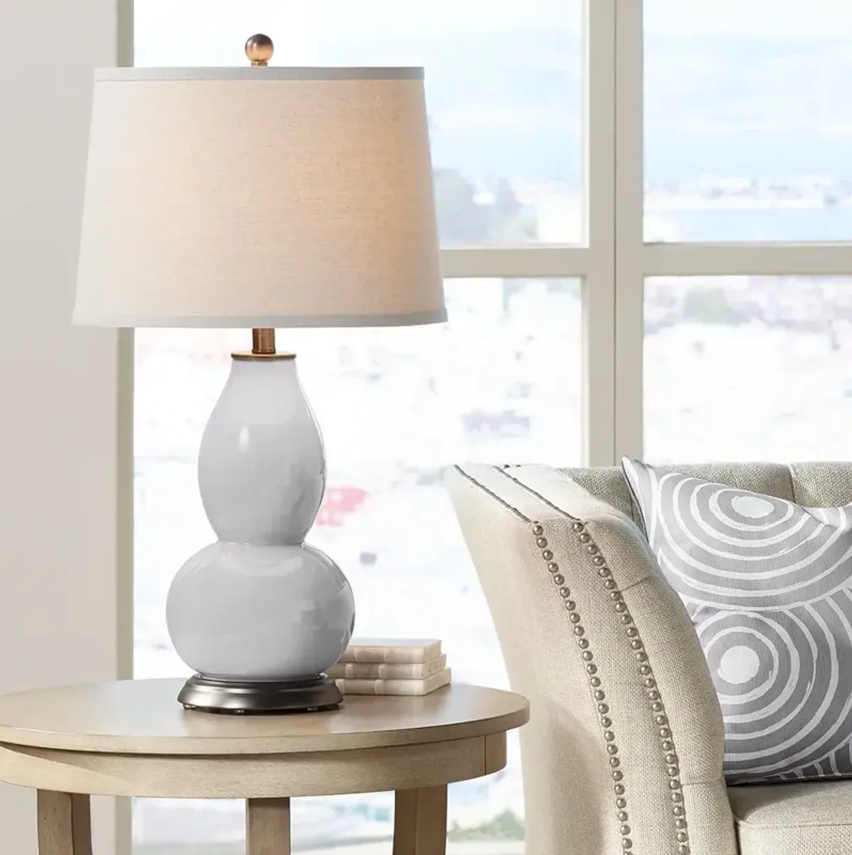 Swanky Gray Double Gourd Table Lamp