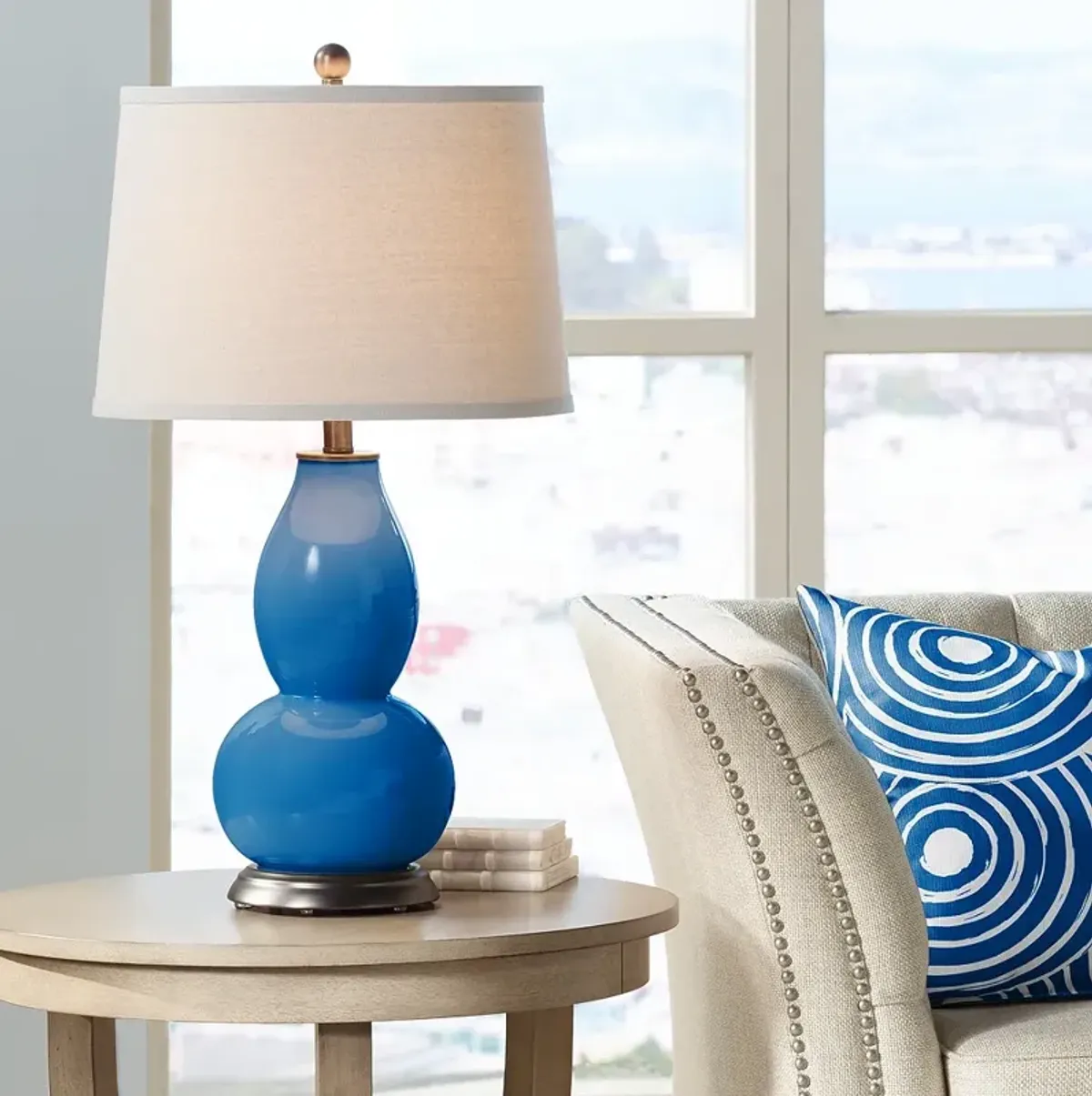 Color Plus Double Gourd 28 3/4" Hyper Blue Table Lamp