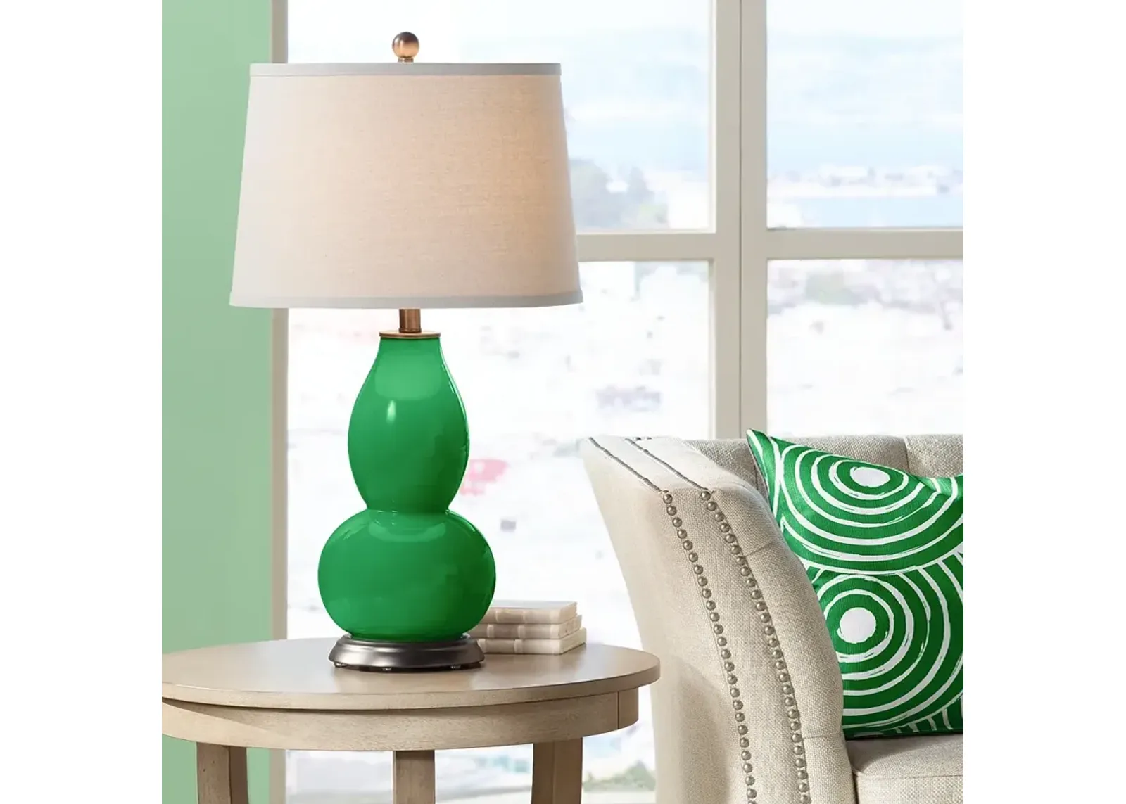 Color Plus Double Gourd 28 3/4" Envy Green Table Lamp