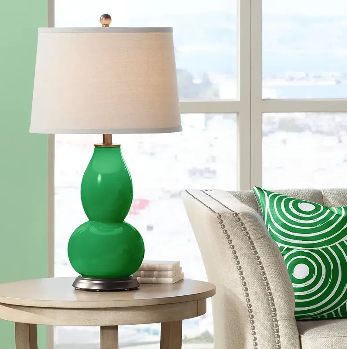 Color Plus Double Gourd 28 3/4" Envy Green Table Lamp