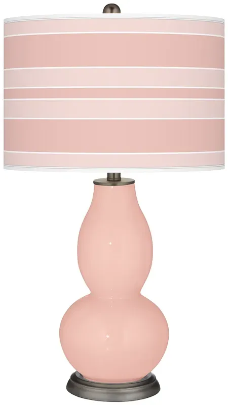 Rose Pink Bold Stripe Double Gourd Table Lamp