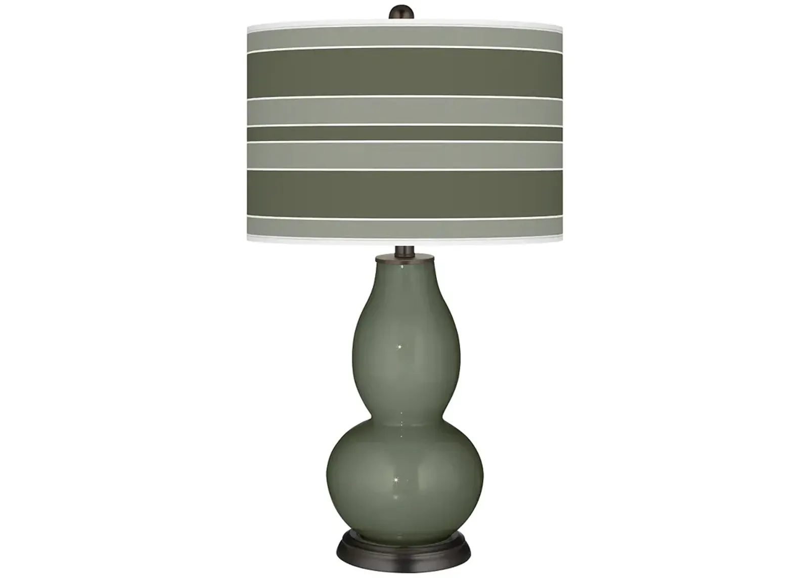 Deep Lichen Green Bold Stripe Double Gourd Table Lamp