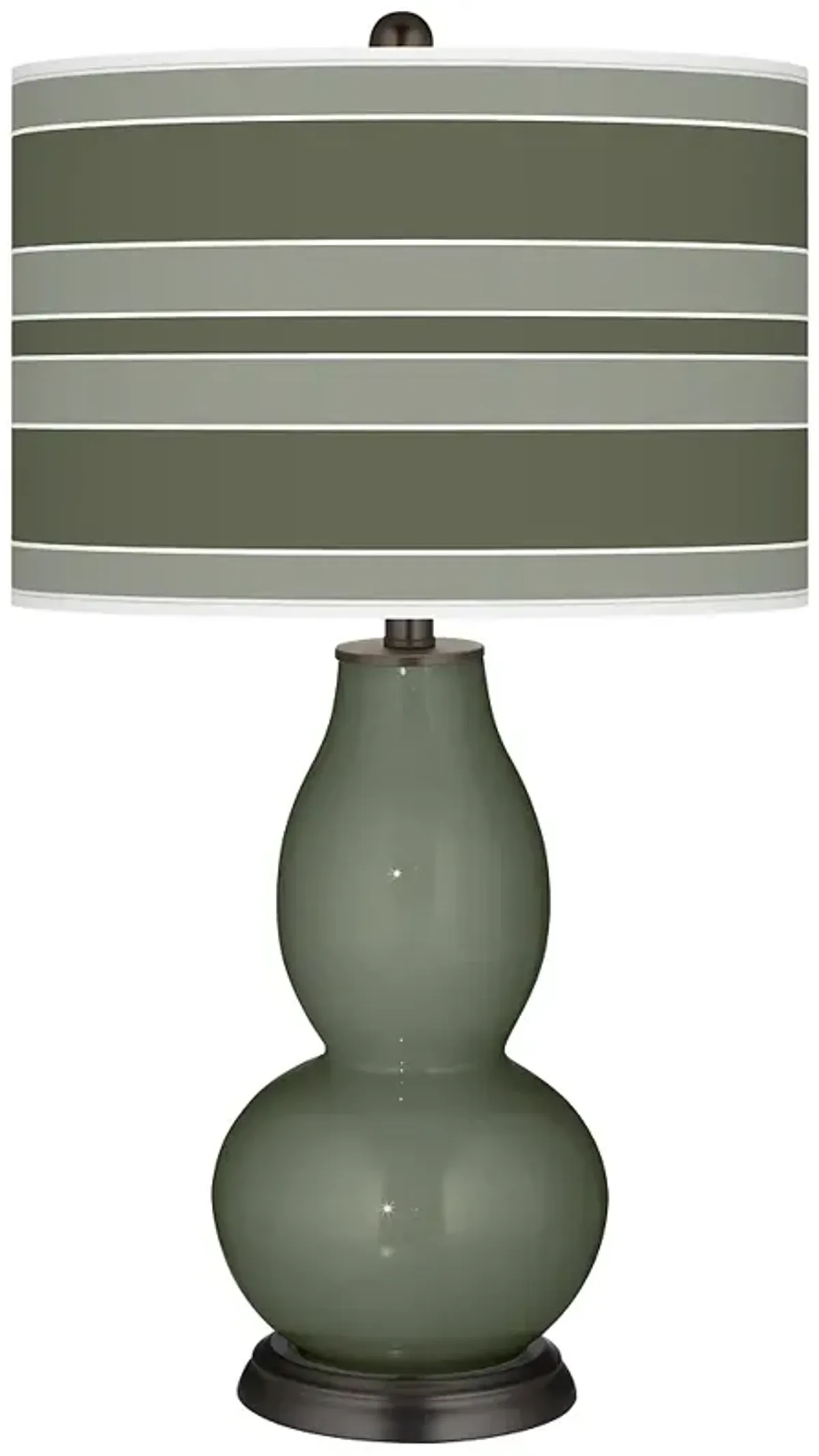 Deep Lichen Green Bold Stripe Double Gourd Table Lamp