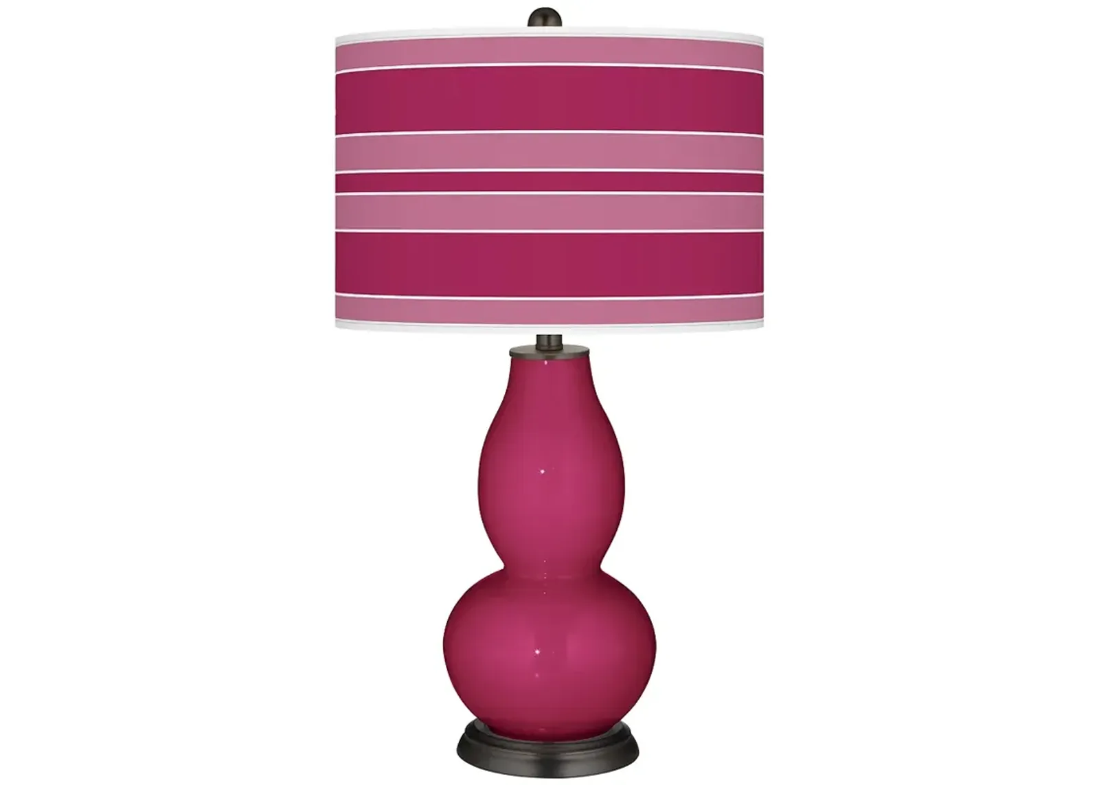 Color Plus Double Gourd 29 1/2" Bold Stripe Vivacious Pink Table Lamp