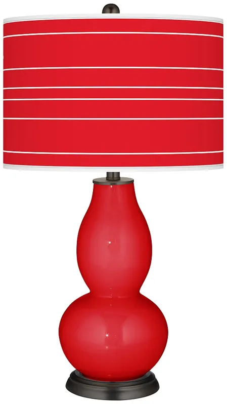 Bright Red Bold Stripe Double Gourd Table Lamp