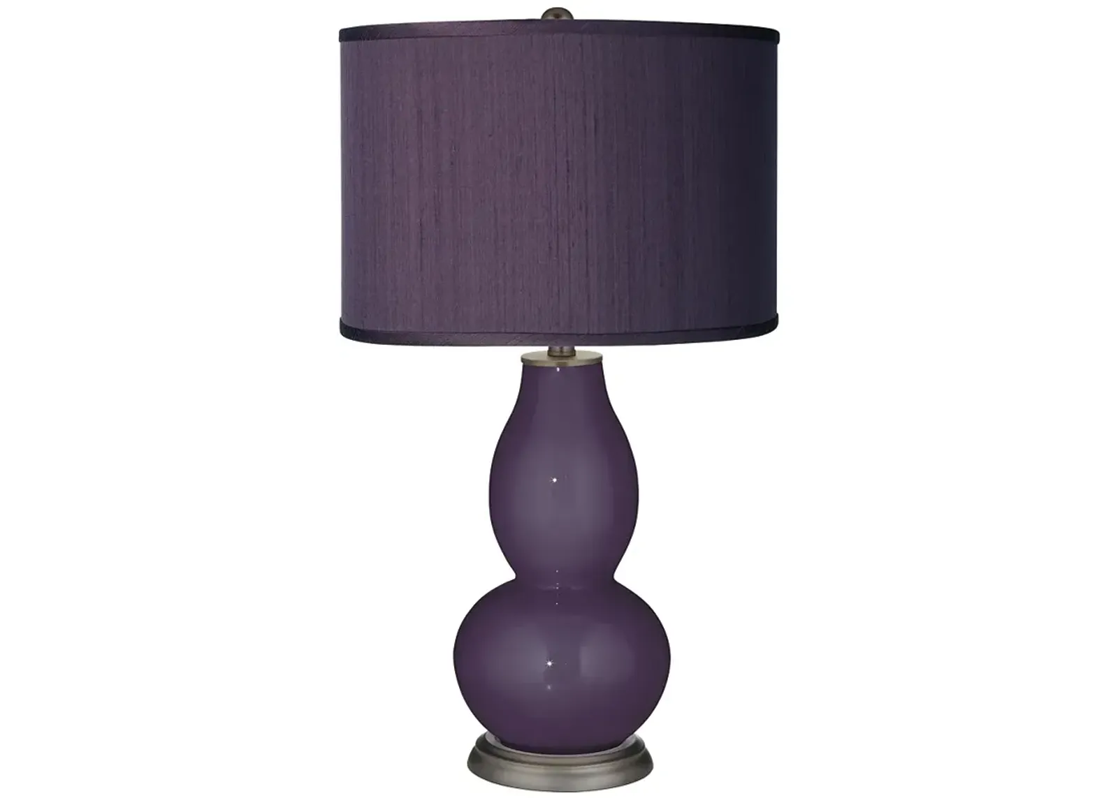 Color Plus Double Gourd 29 1/2" Faux Silk Shade Plum Purple Table Lamp