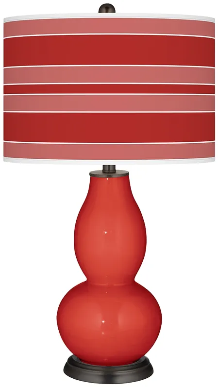 Cherry Tomato Bold Stripe Double Gourd Table Lamp