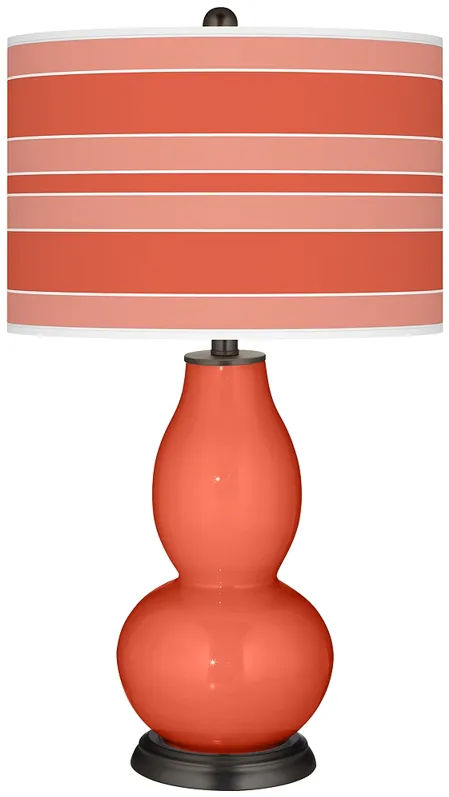 Daring Orange Bold Stripe Double Gourd Table Lamp
