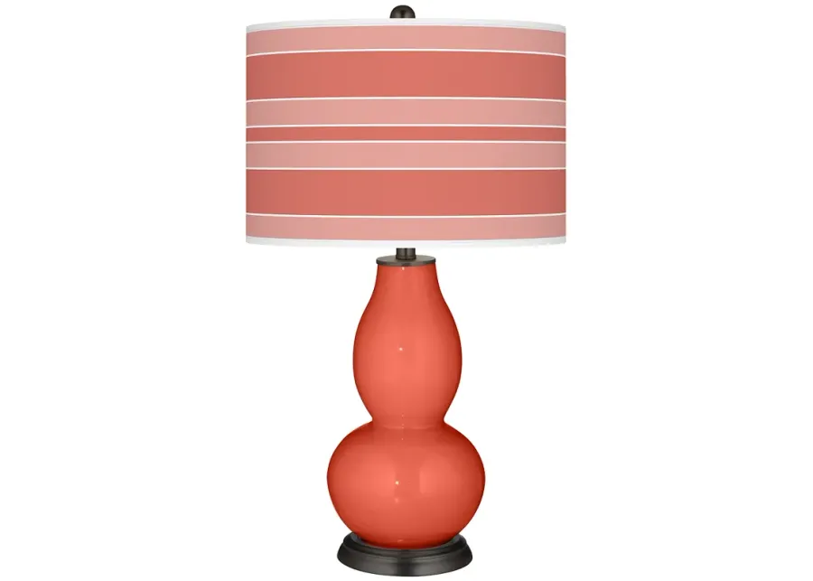 Color Plus Double Gourd 29 1/2" Bold Stripe Shade Coral Reef Lamp