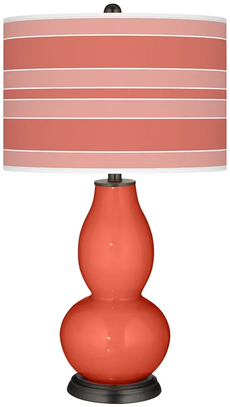 Color Plus Double Gourd 29 1/2" Bold Stripe Shade Coral Reef Lamp