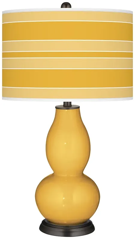 Goldenrod Bold Stripe Double Gourd Table Lamp