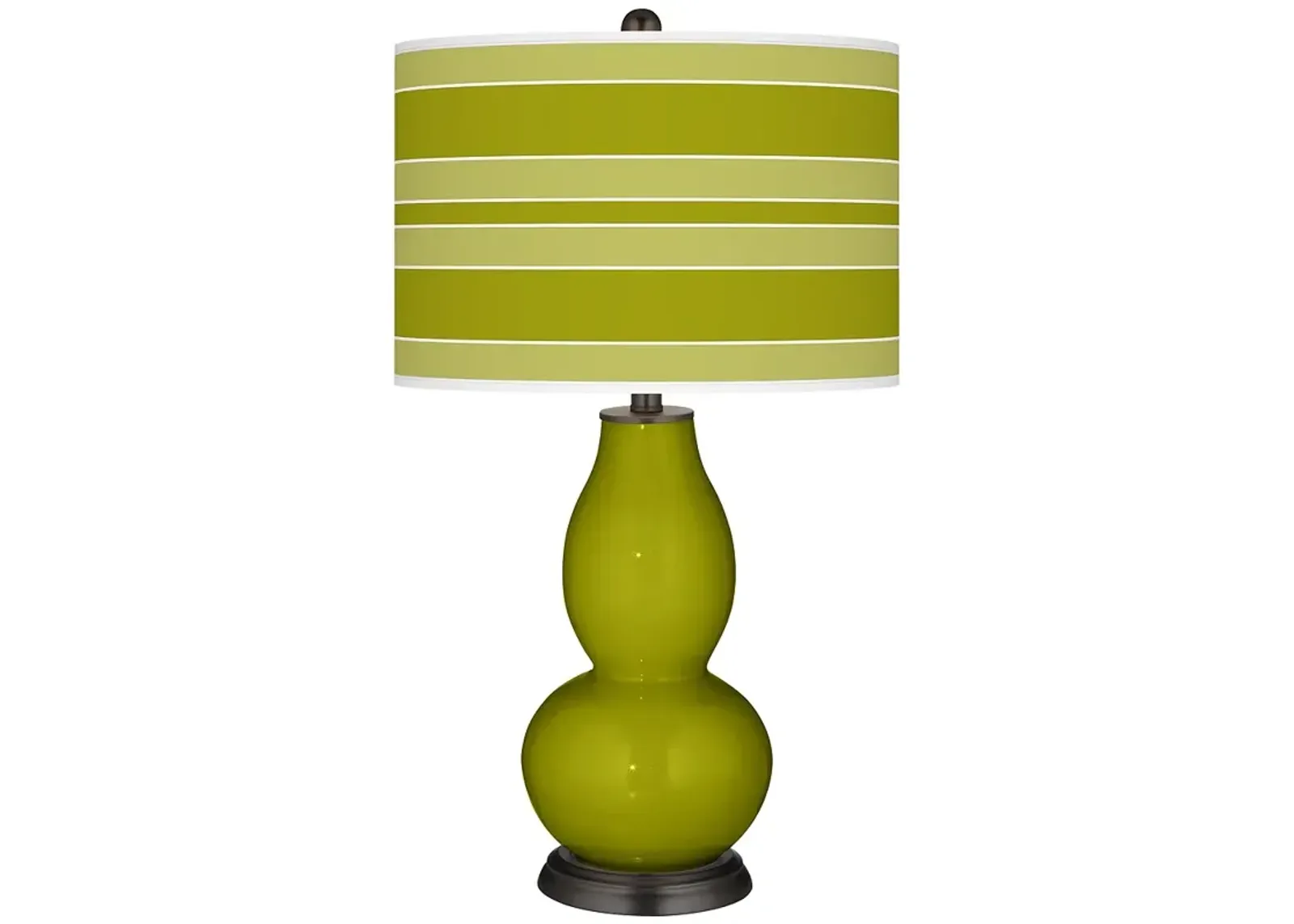 Olive Green Bold Stripe Double Gourd Table Lamp