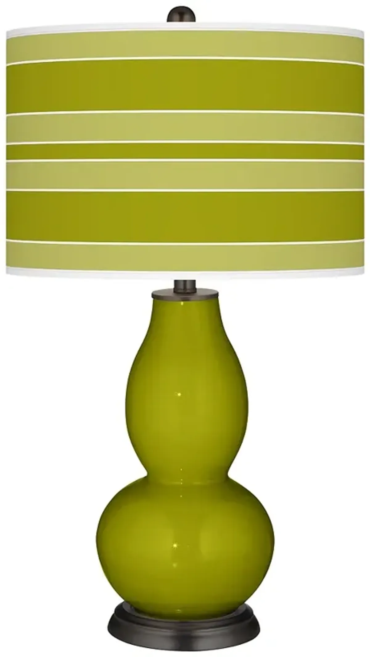 Olive Green Bold Stripe Double Gourd Table Lamp