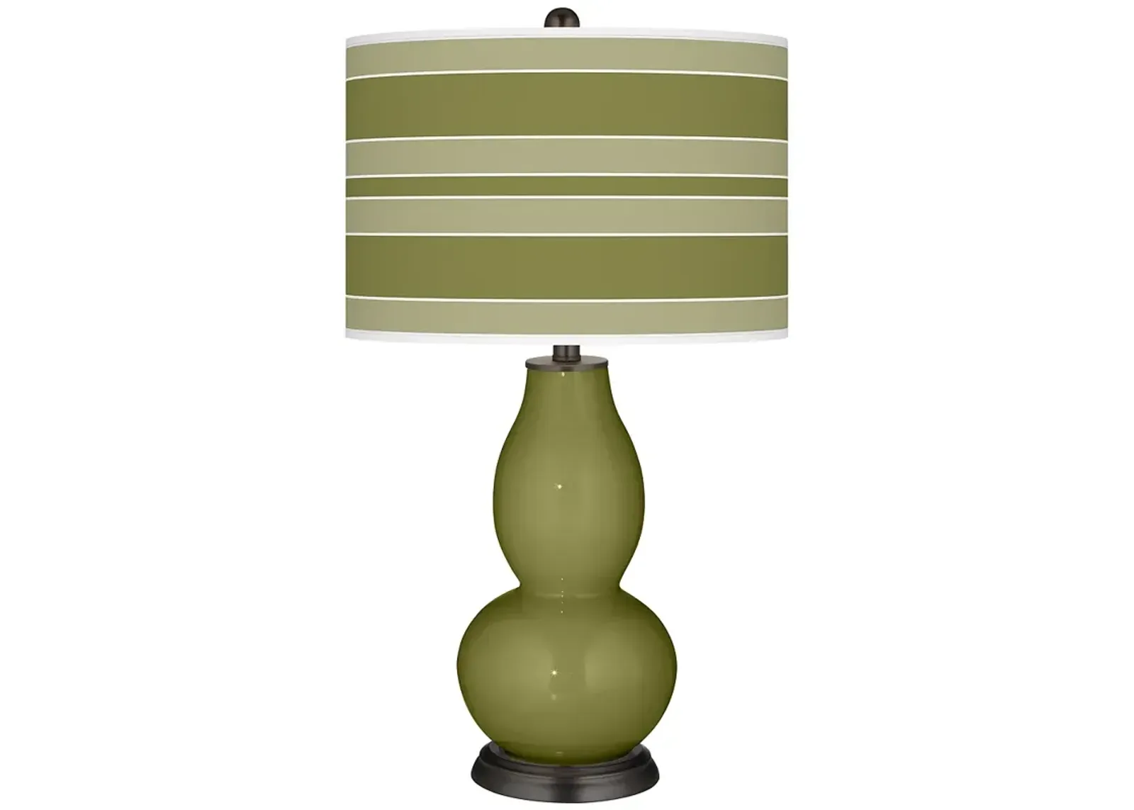 Rural Green Bold Stripe Double Gourd Table Lamp