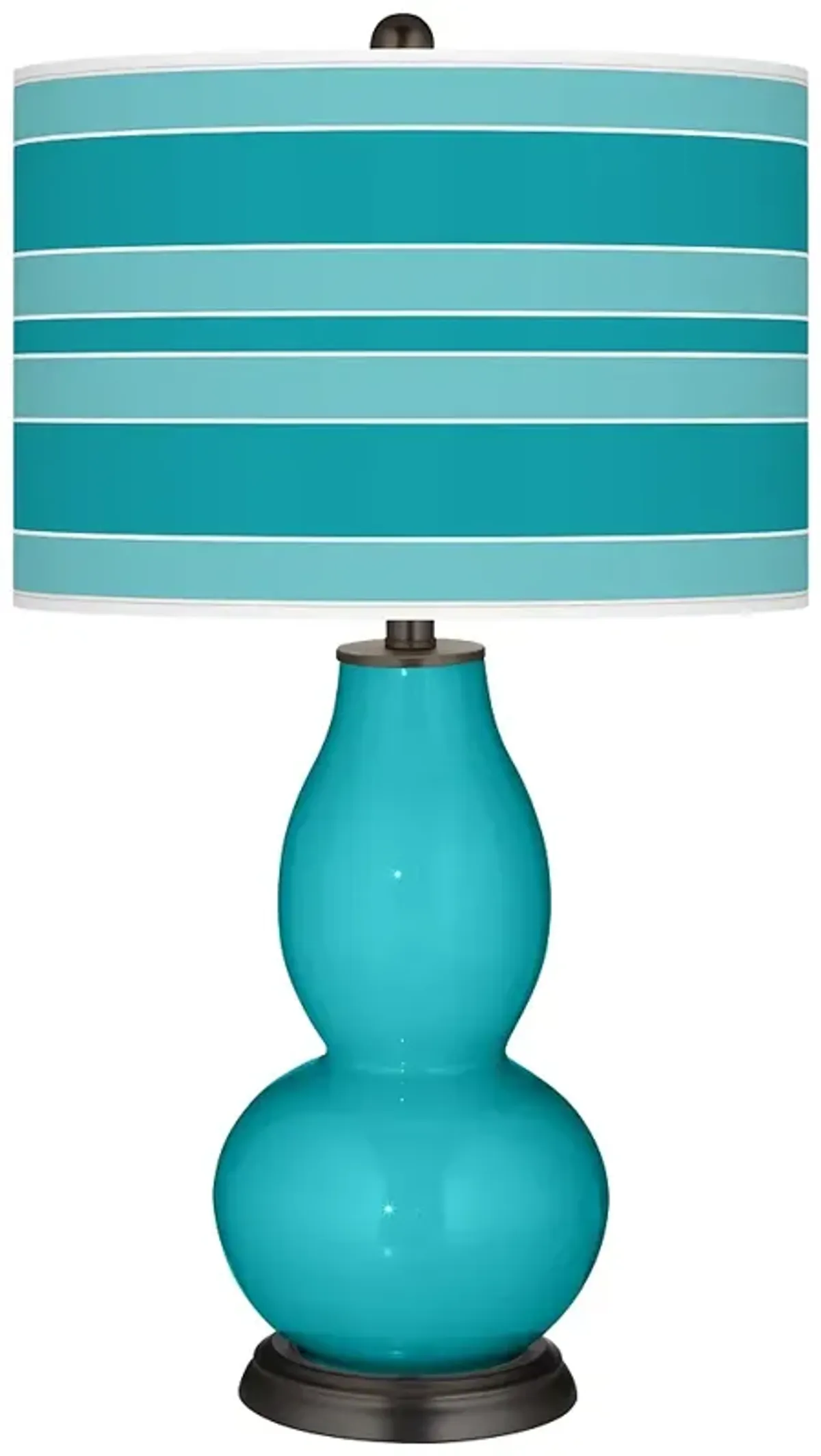 Color Plus Double Gourd 29 1/2" Bold Stripe Surfer Blue Table Lamp