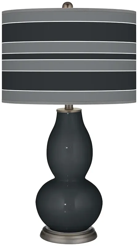 Black of Night Bold Stripe Double Gourd Table Lamp