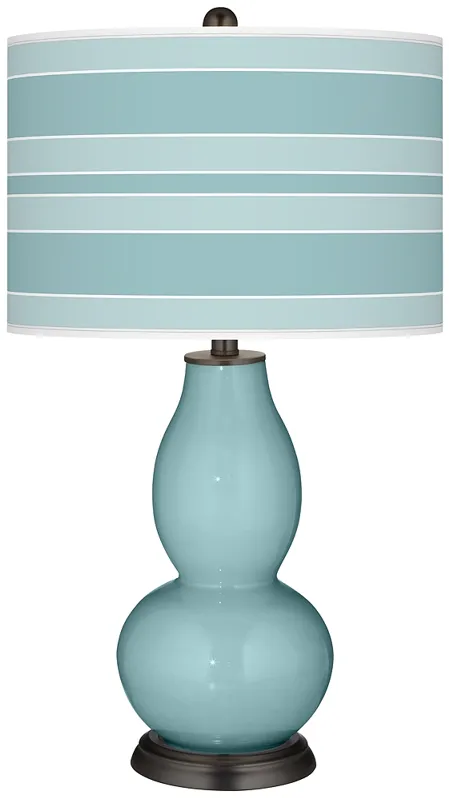 Raindrop Blue with Bold Stripe Shade Double Gourd Table Lamp