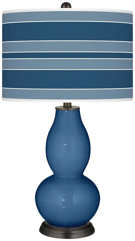 Regatta Blue Bold Stripe Double Gourd Table Lamp