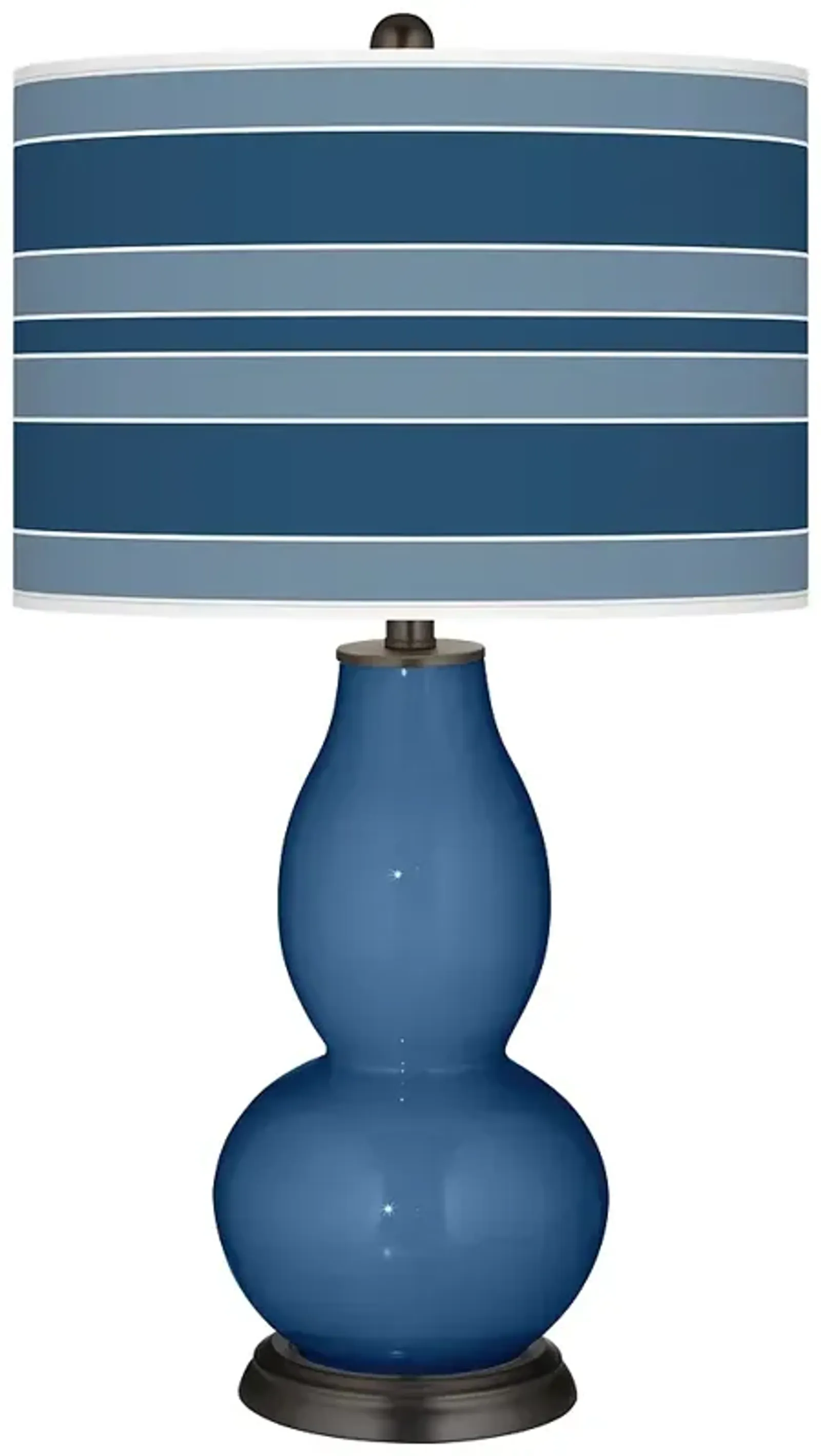 Regatta Blue Bold Stripe Double Gourd Table Lamp