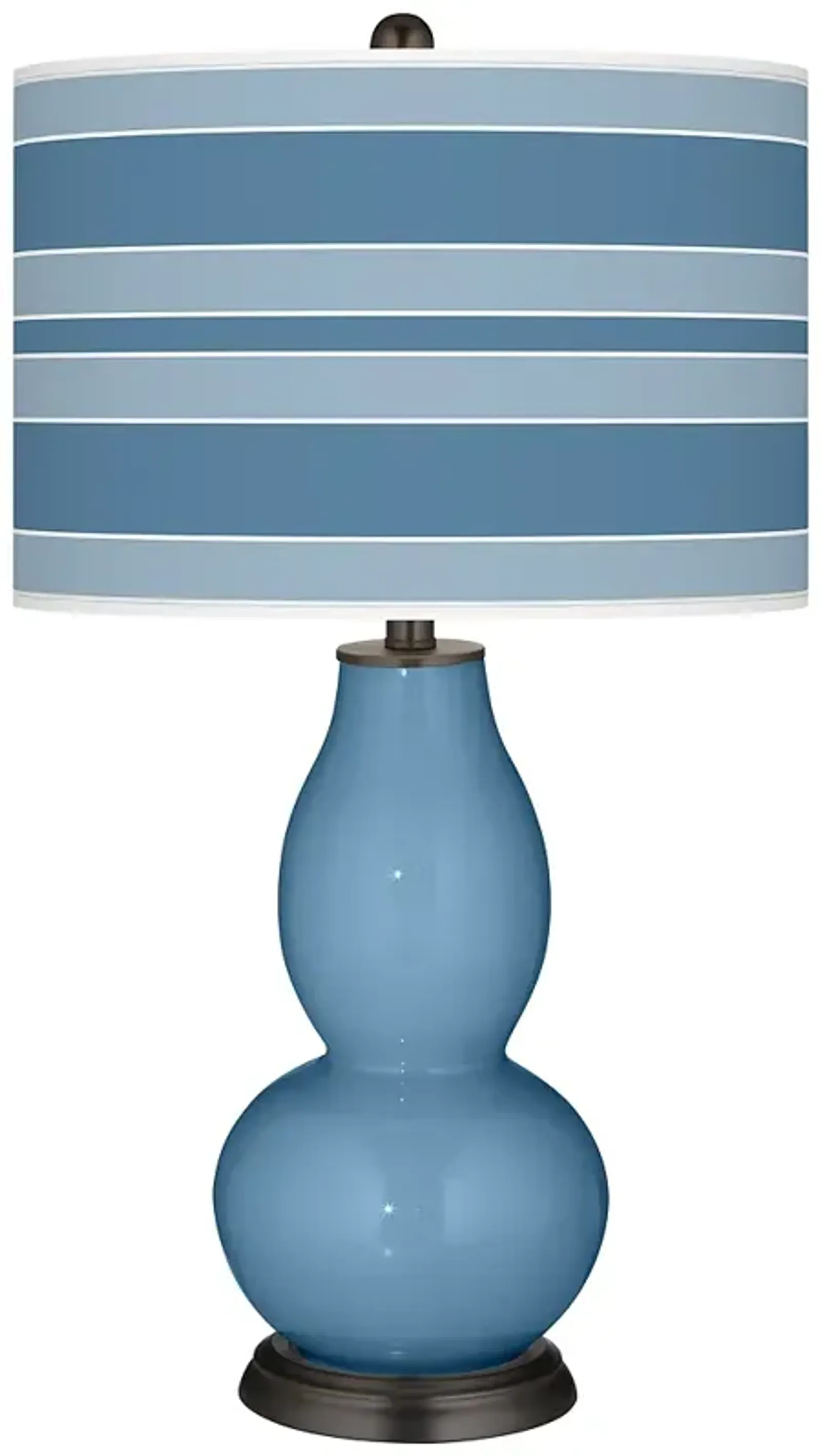 Color Plus Double Gourd 29 1/2"  Bold Stripe Secure Blue Table Lamp