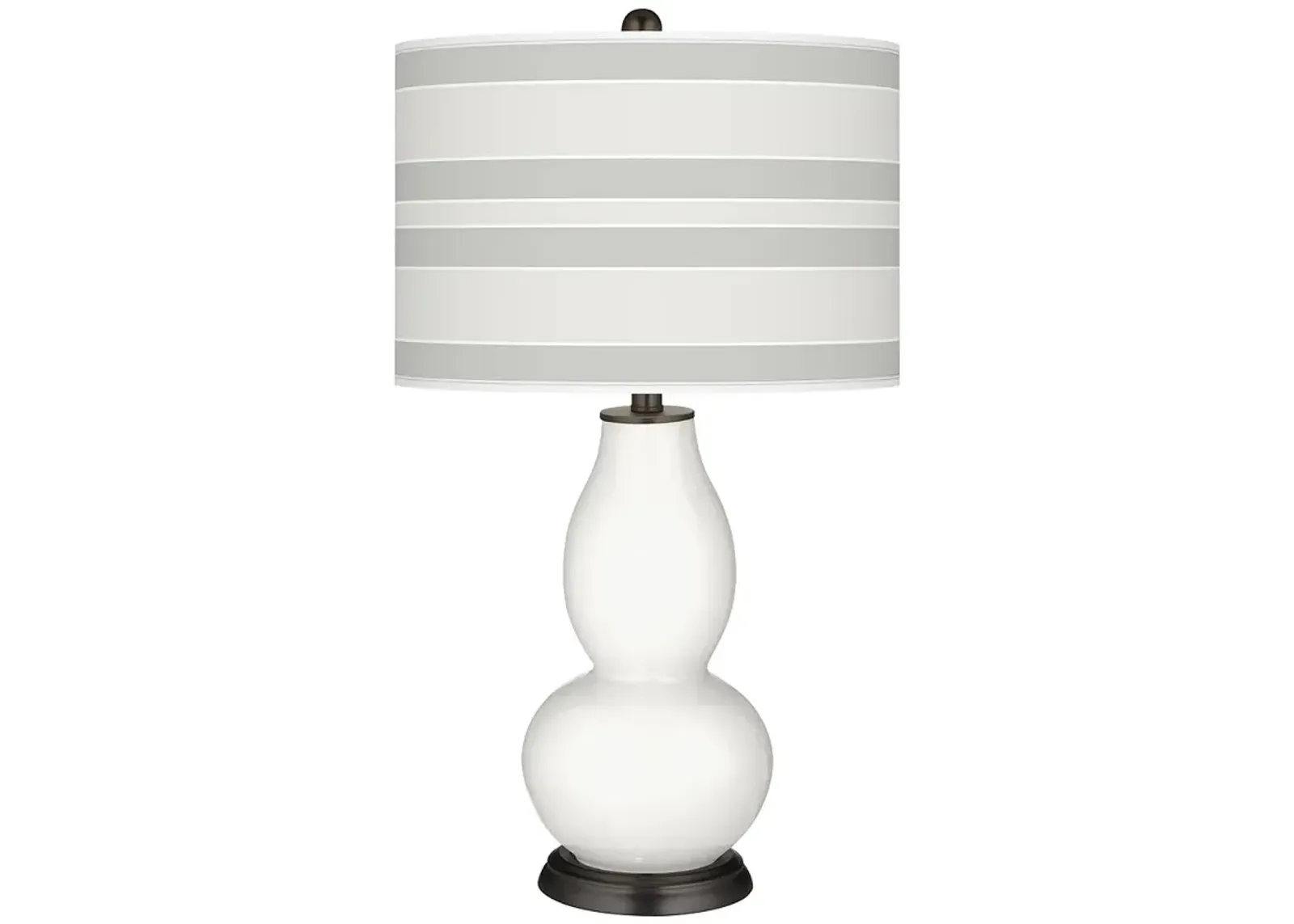 Winter White Bold Stripe Double Gourd Table Lamp