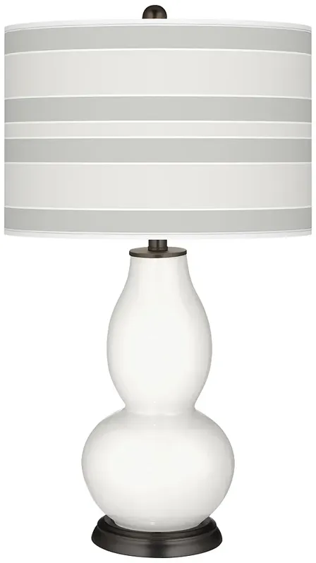 Winter White Bold Stripe Double Gourd Table Lamp