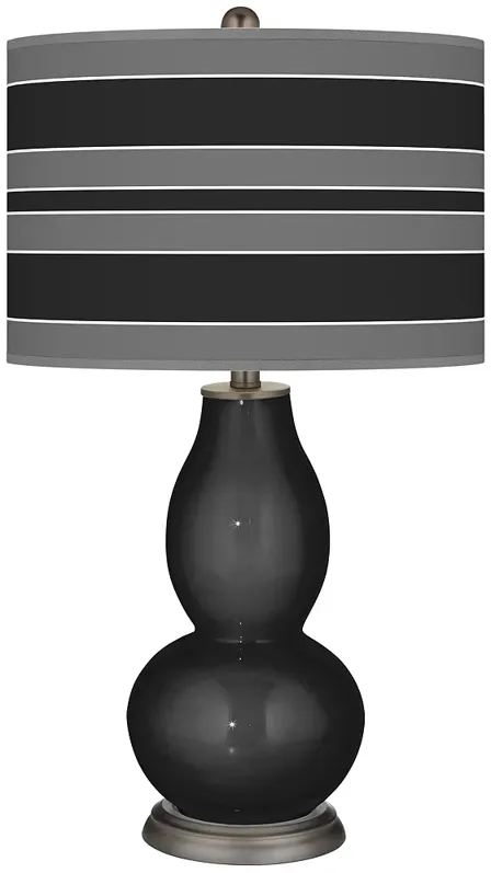 Tricorn Black Bold Stripe Double Gourd Table Lamp