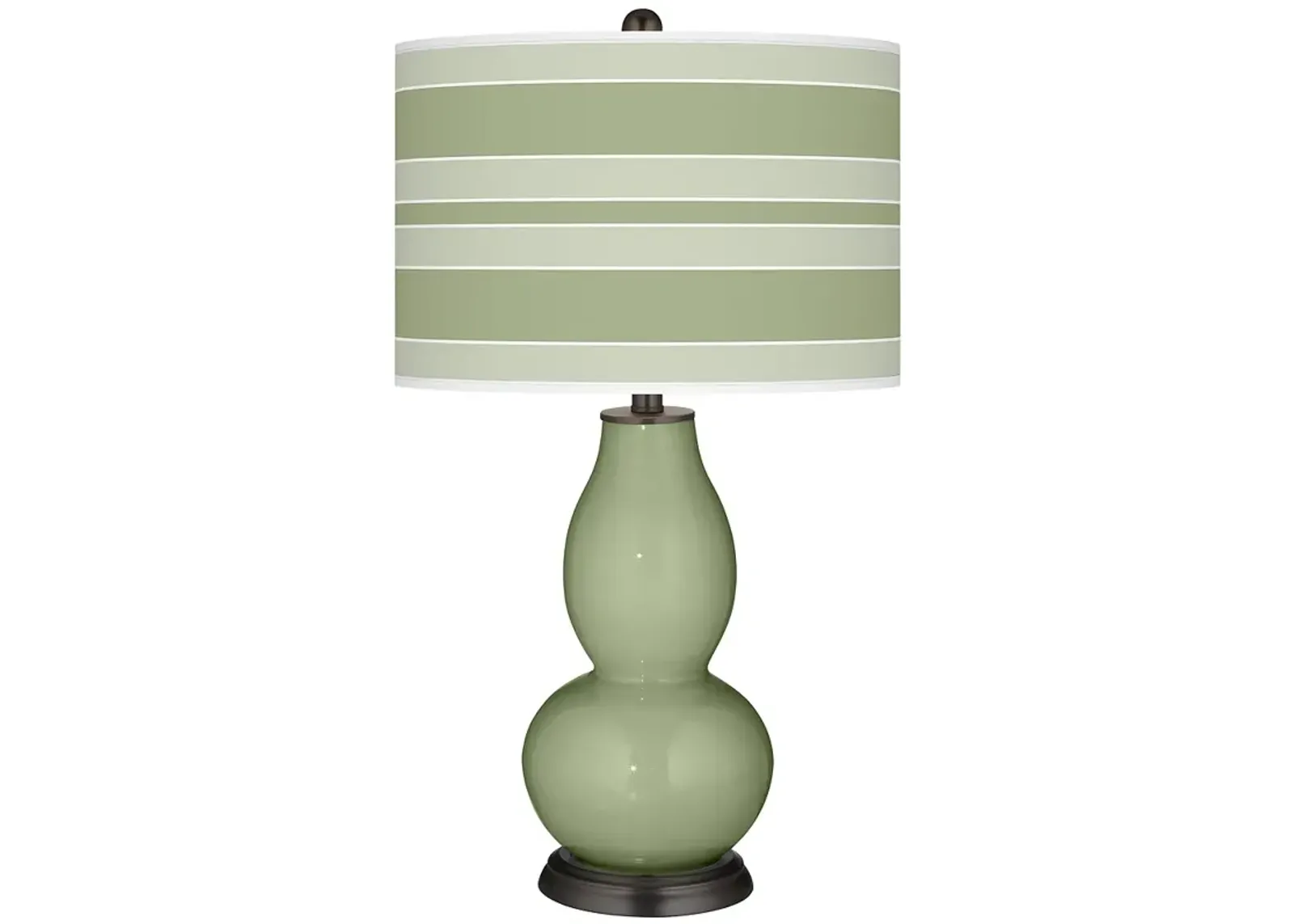 Majolica Green Bold Stripe Double Gourd Table Lamp