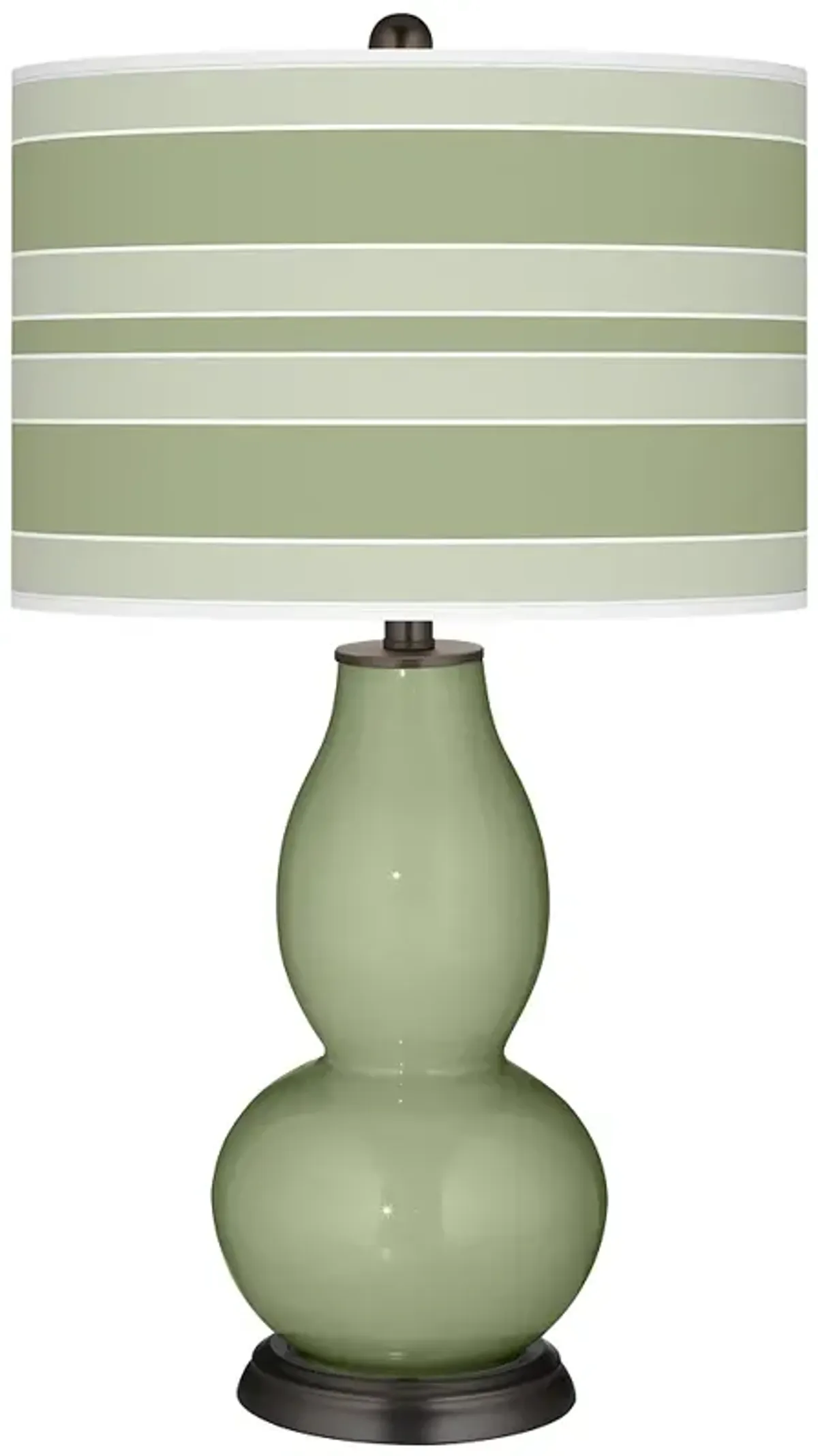 Majolica Green Bold Stripe Double Gourd Table Lamp