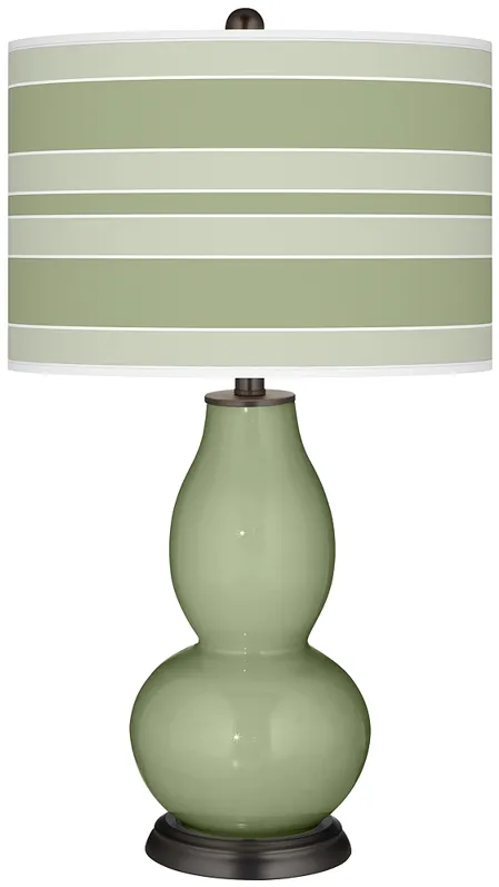 Majolica Green Bold Stripe Double Gourd Table Lamp