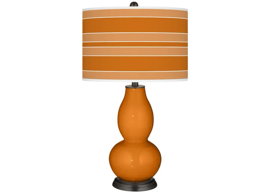 Color Plus Double Gourd 29 1/2" Bold Stripe Cinnamon Spice Table Lamp