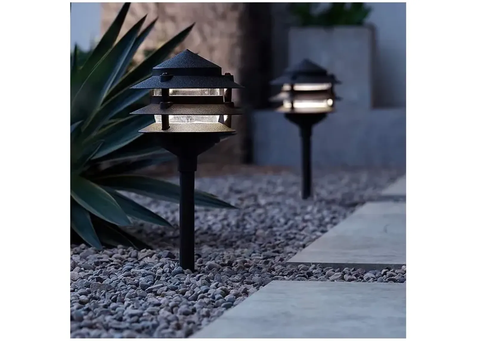 Three-Tier Pagoda 11" High Black Modern LED Landscape Path Light