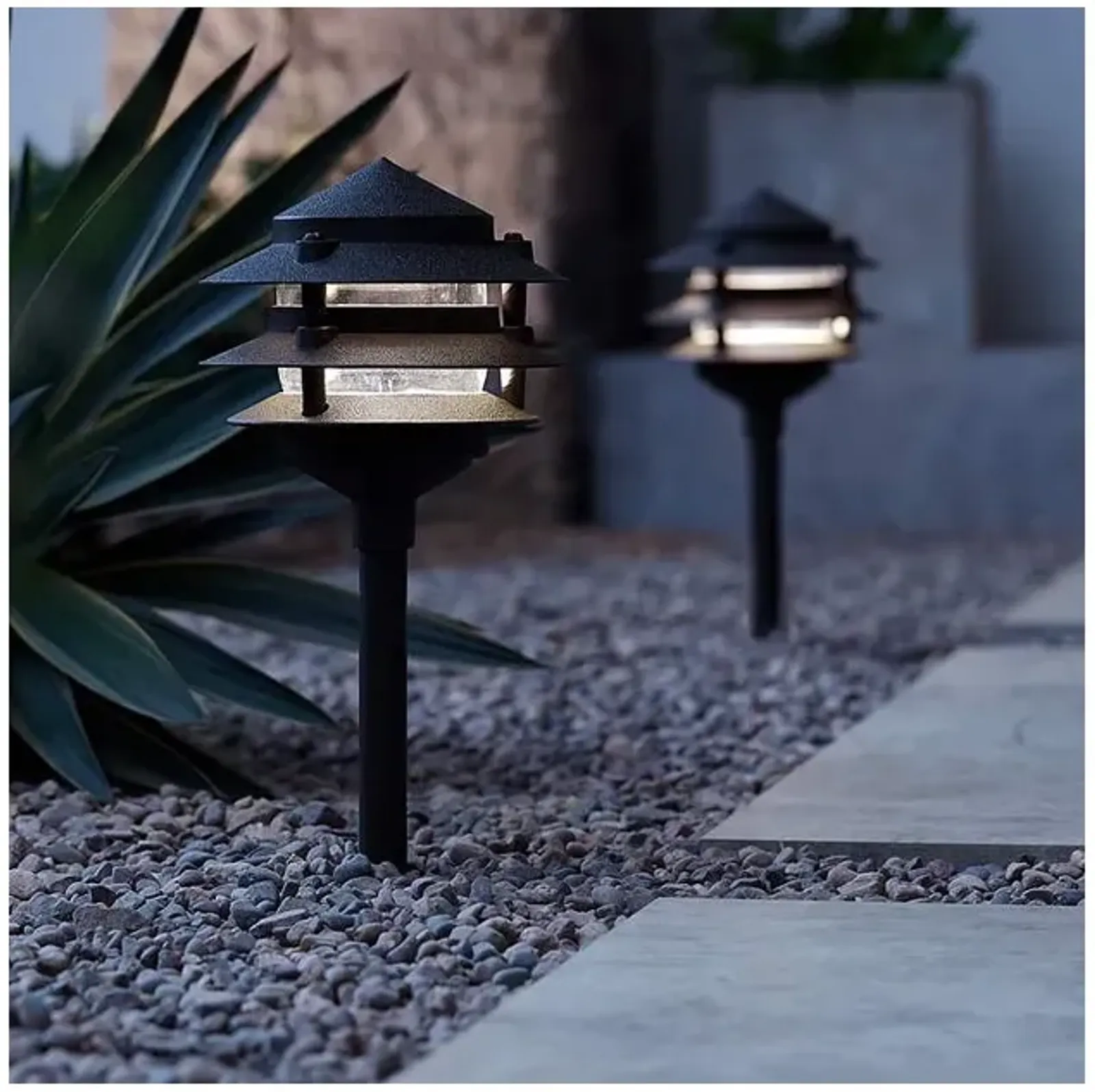 Three-Tier Pagoda 11" High Black Modern LED Landscape Path Light