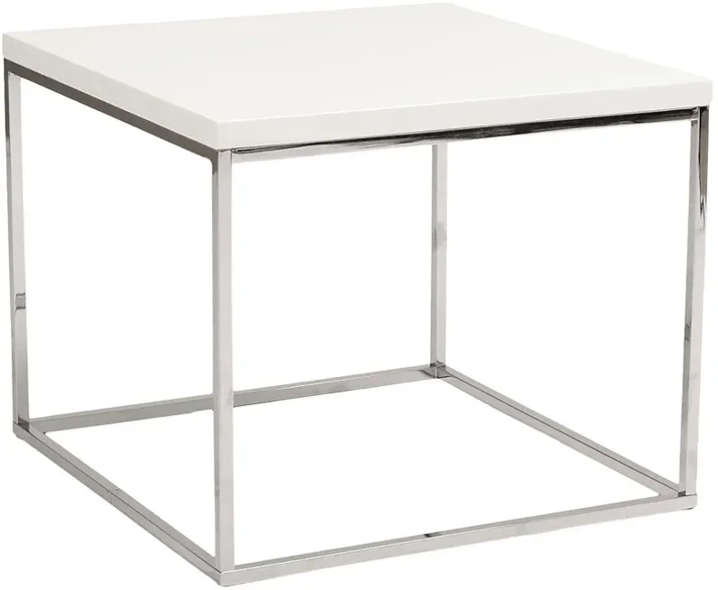 Teresa Square High-Gloss White Side Table