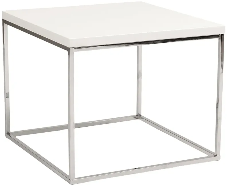 Teresa Square High-Gloss White Side Table