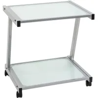 L 22" High Aluminum and Frosted Glass Printer Stand