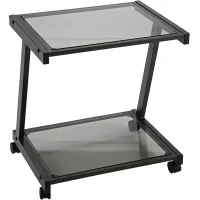 L 22" High Smoked Glass and Graphite Printer Stand