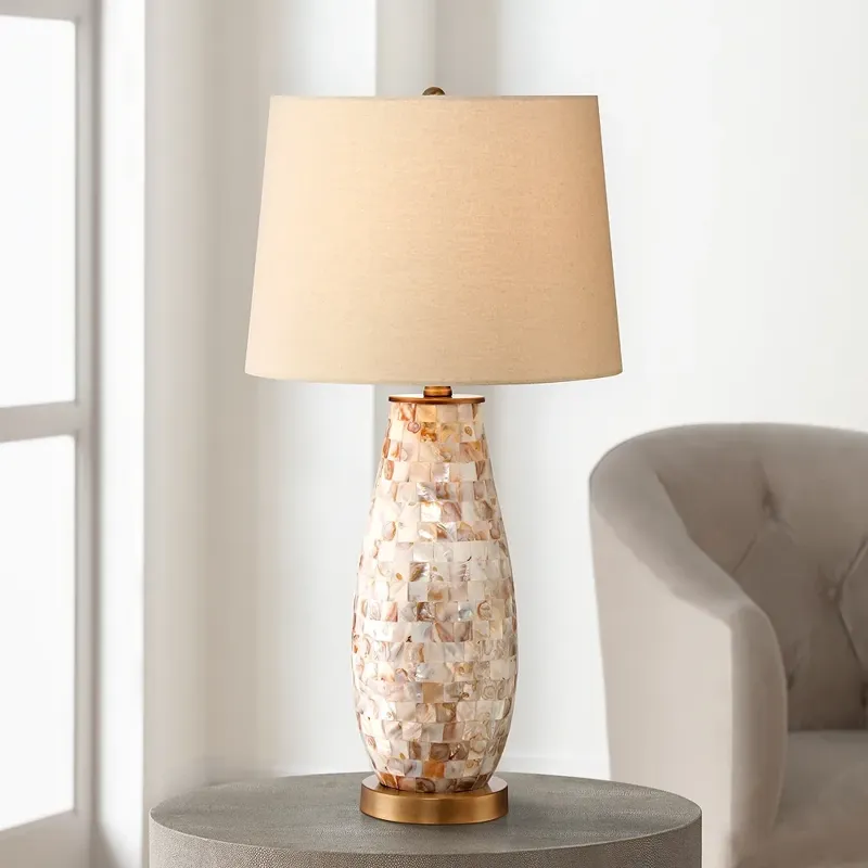 Regency Hill Kylie 26 1/2" Mother of Pearl Tile Vase Table Lamp