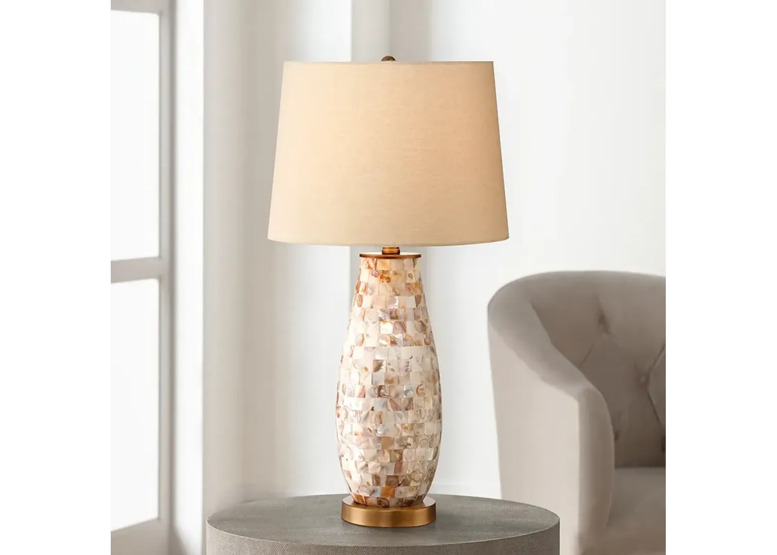 Regency Hill Kylie 26 1/2" Mother of Pearl Tile Vase Table Lamp