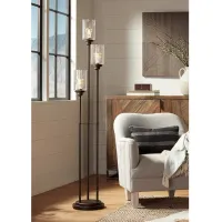 Franklin Iron Works Libby Bronze and Seeded Glass 3-Light Tree Floor Lamp