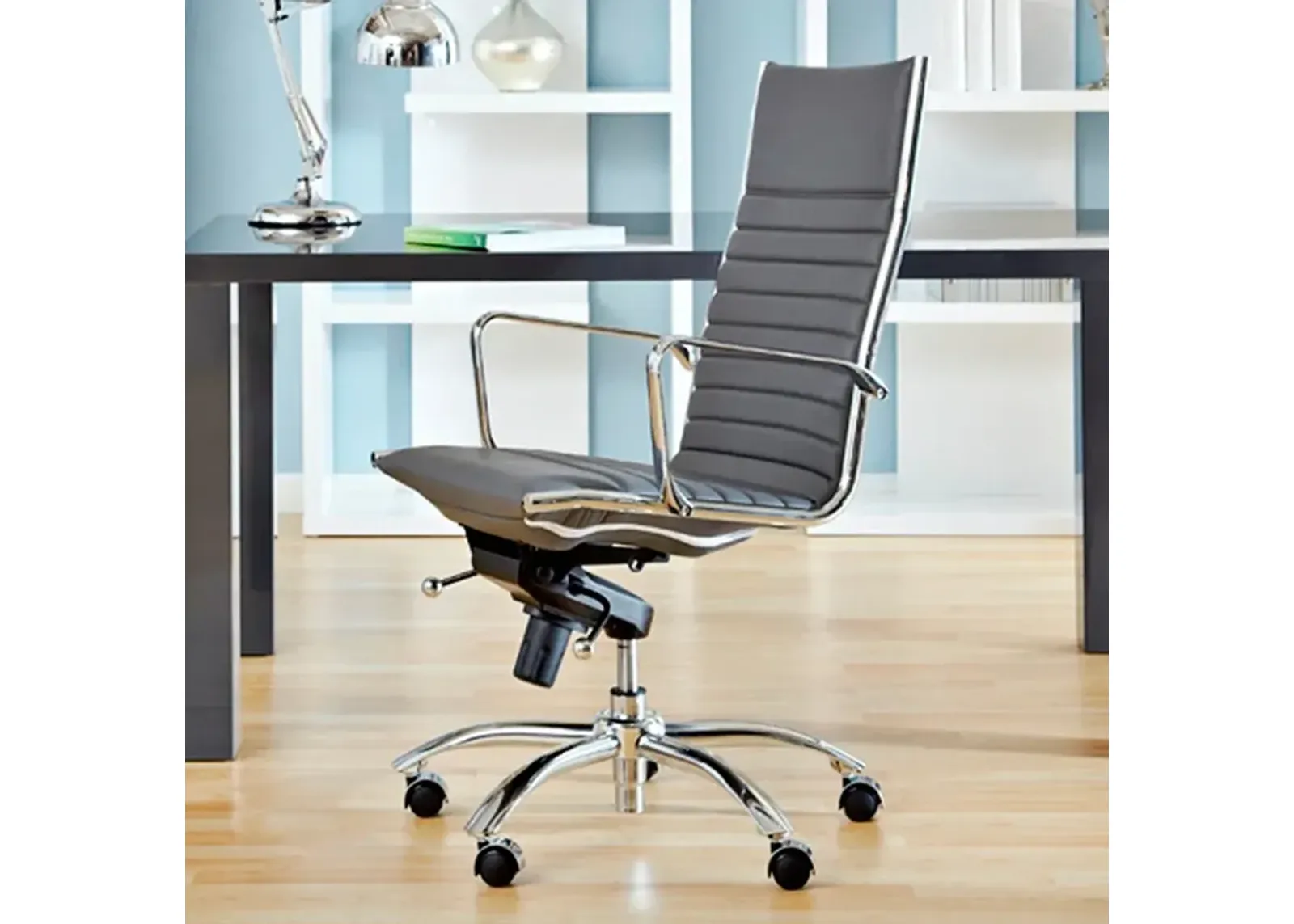 Dirk Gray Leatherette High Back Adjustable Modern Office Chair